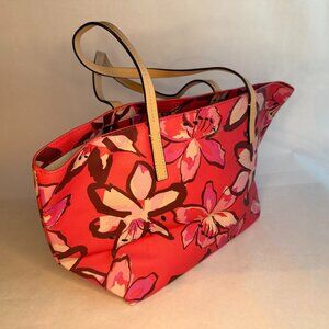 Kate Spade Bags | Kate Spade Red/Cream Flower Themed Clasp Top Tote